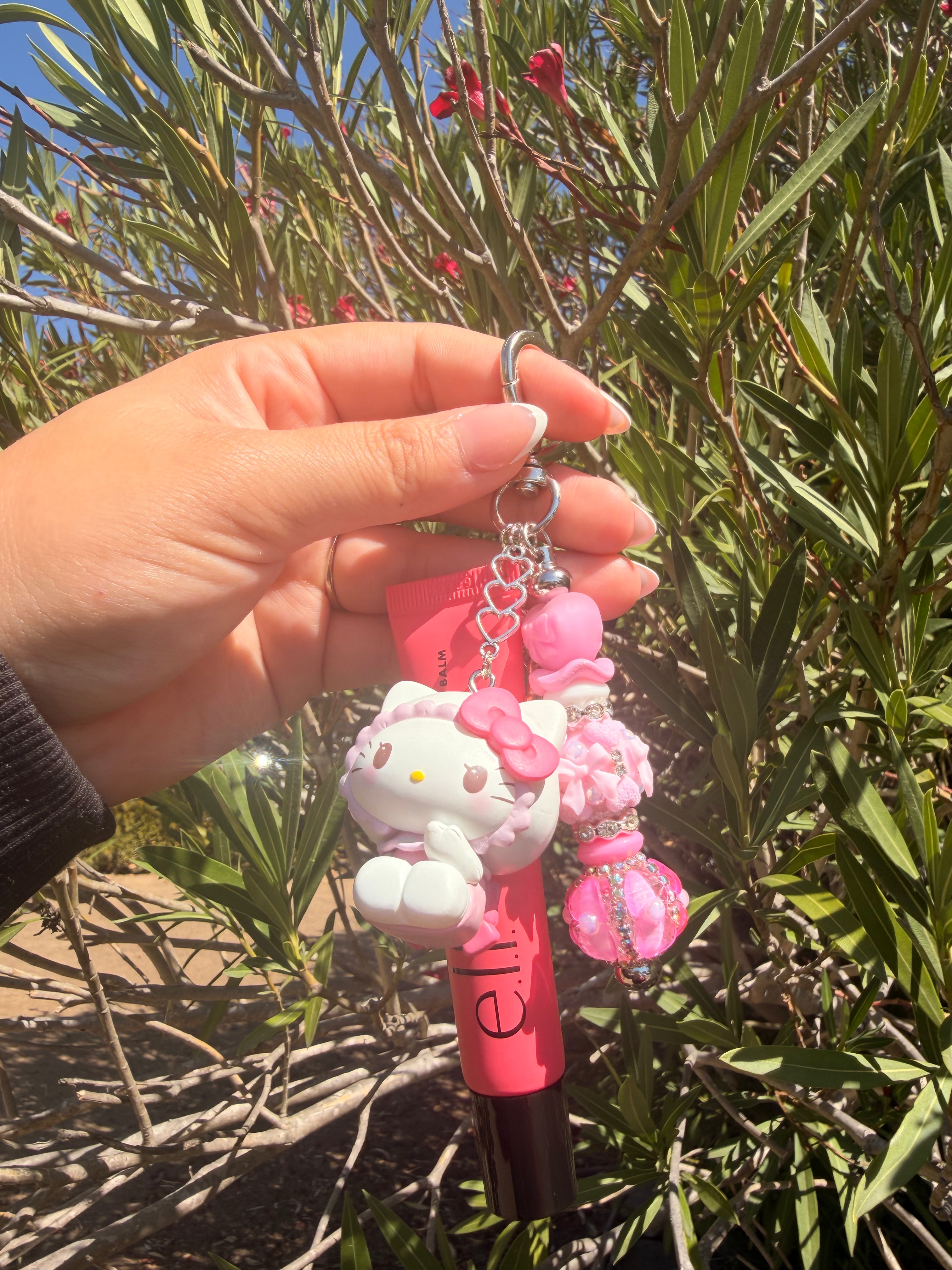 Large elf lip balm keychain w/character