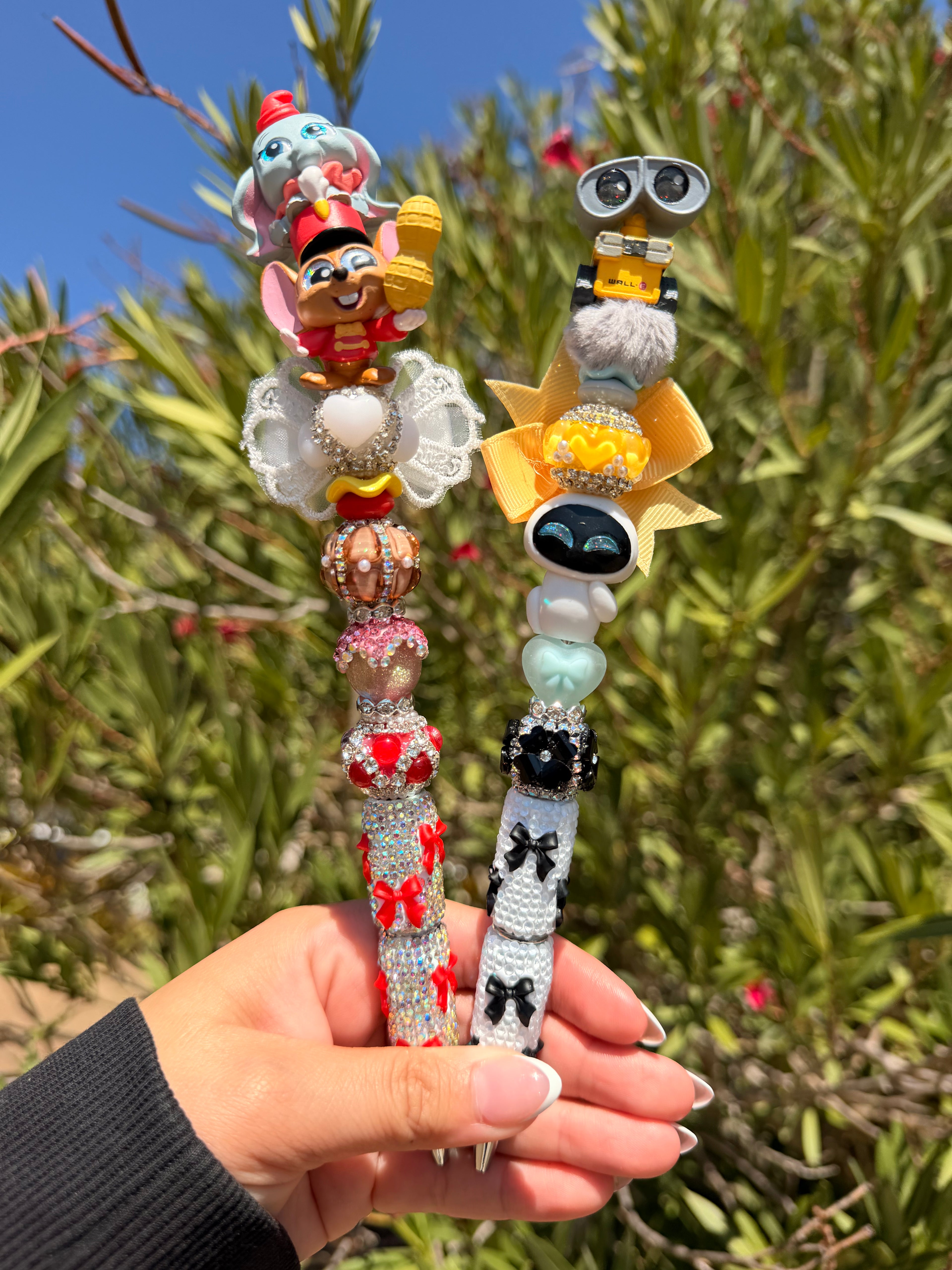 Double stacked beaded pens