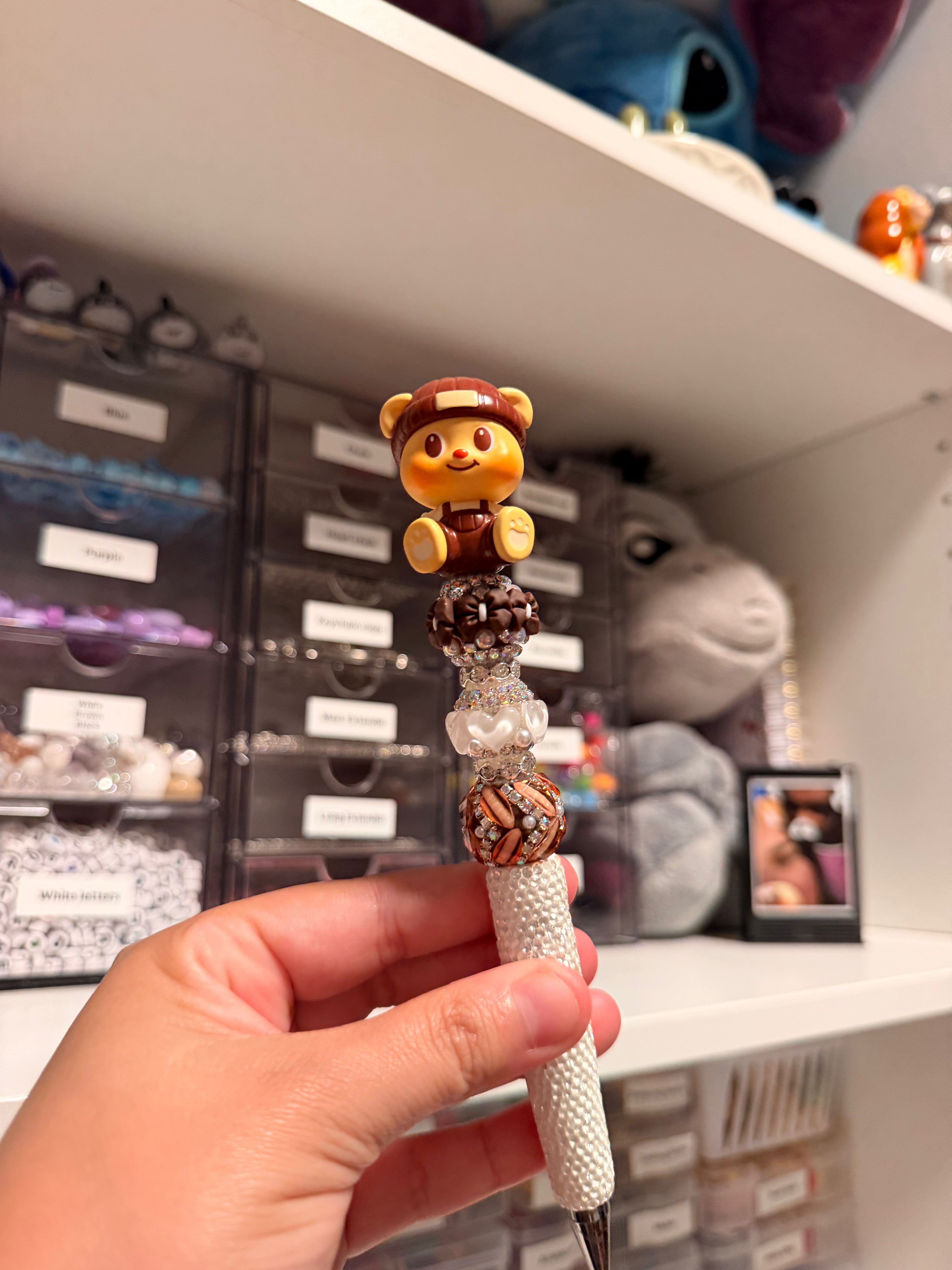 brown butterbear bling pen